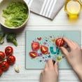 thumbnail image 4 of Laura Cutting Board, Girl Name with Vintage Doodle Style Flowers and Stars Colorful Illustration, Decorative Tempered Glass Cutting and Serving Board, Small Size, Multicolor, by Ambesonne, 4 of 5