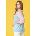 thumbnail image 3 of Eloges Women's Pastel Two Tone Waffle Knit Raglan Top, 3 of 9