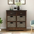 thumbnail image 1 of MODERNLUXE Armoire de Rangement Rustique avec 2 Tiroirs et 4 Paniers Classiques en Rotin, Buffet Bahut en Bois pour Entrée, Salle à Manger, Salon, Espresso, 1 of 7