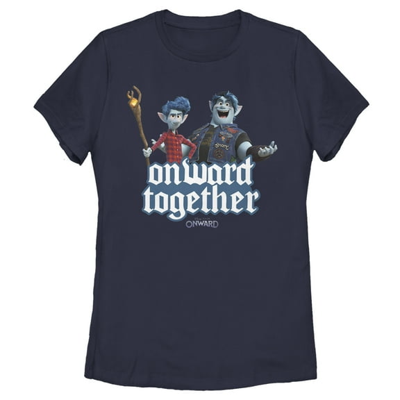 Women's Onward Brothers Quest Together Graphic Tee Navy Blue Medium