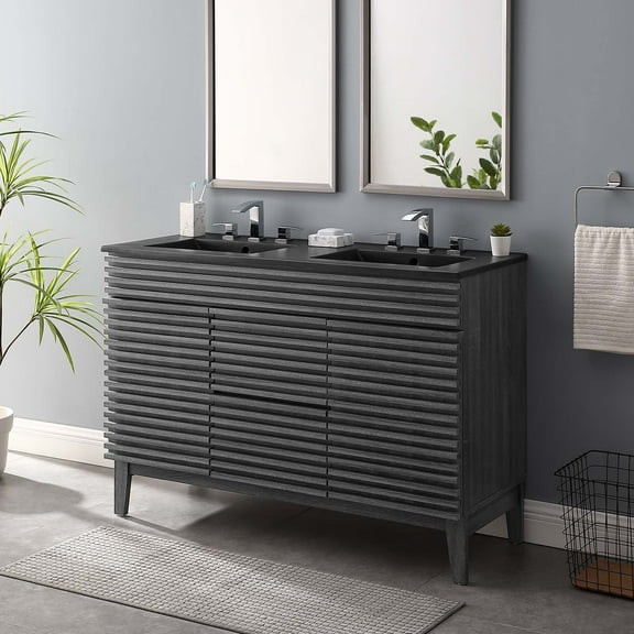 Modway Render 48" Double Sink Bathroom Vanity in Charcoal Black