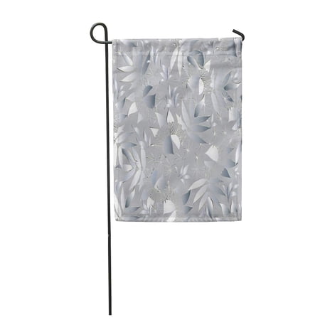 SIDONKU Floral White Leafy Modern Light Silver 3D Tree Leaves Branches Abstract Winter Garden Flag Decorative Flag House Banner 28x40 inch