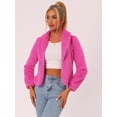 thumbnail image 3 of DARING DIVA Women's Notched Lapel Open Front Fleece Cropped Coat XS Hot Pink, 3 of 6