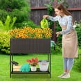 thumbnail image 4 of Gymax Jardinière Surélevée Bac de Jardin Surélevé avec Surface en Rotin Étagère de Rangement Inférieure, 4 of 10