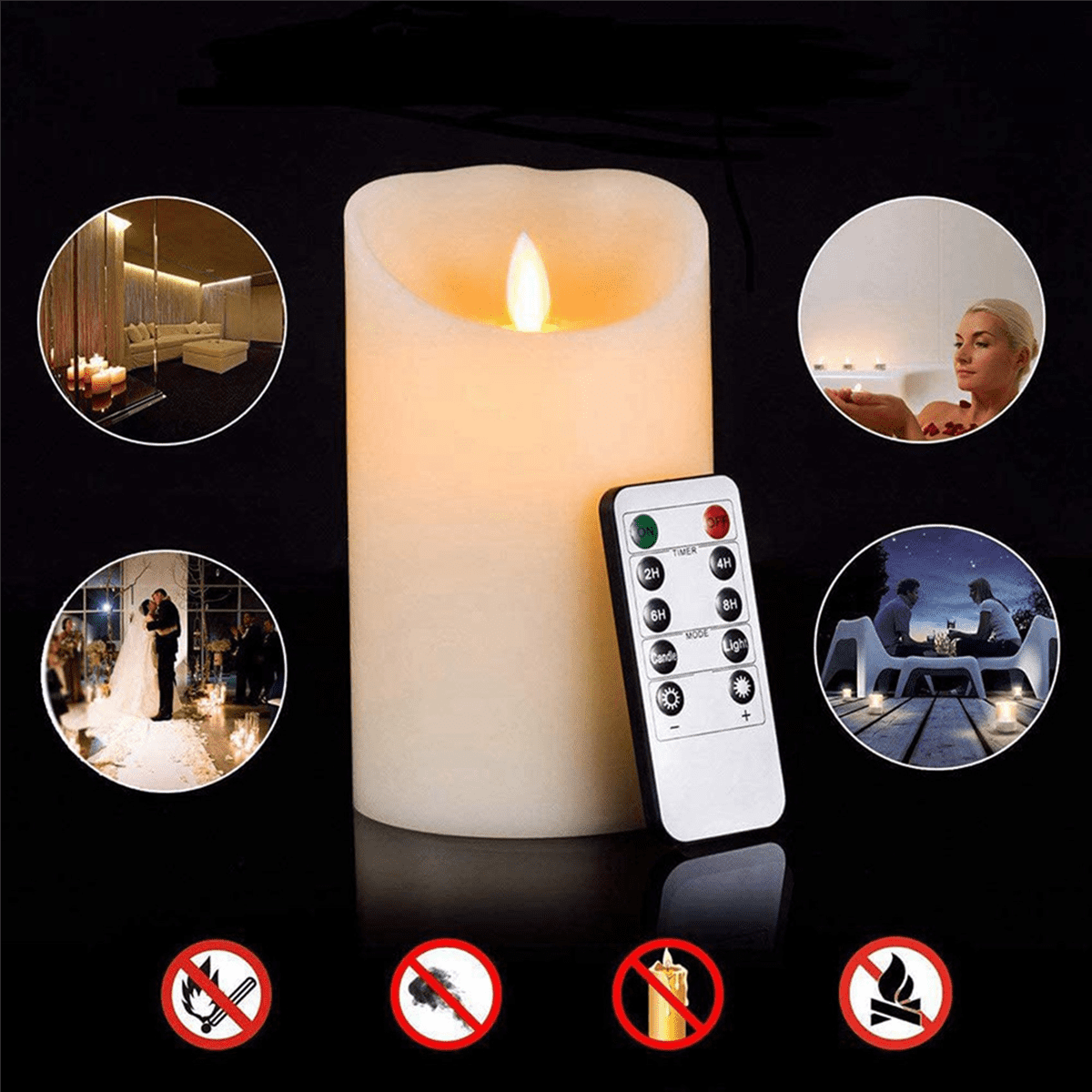 4X LED Candles, Flickering Flameless Candles, Rechargeable Candle, Real Wax Candles with Remote Control,10cm A