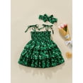 thumbnail image 2 of Xingqing Robe de Saint-Patrick pour Bébé Fille Sans Manches à Bretelles Spaghetti + Bandeau, 2 of 7