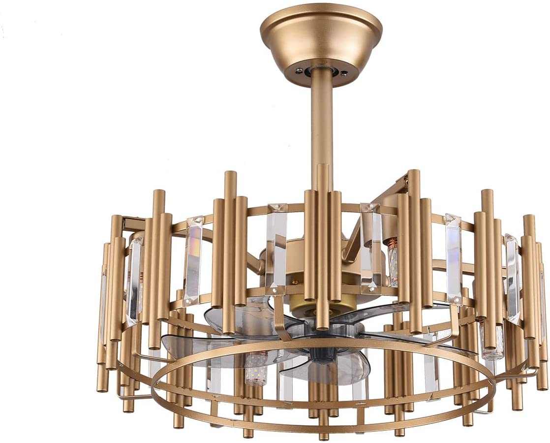 FETCOI Matte Gold Ceiling Fan with Lights and Remote Control Ceiling Fan Light Flush Mount