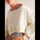 thumbnail image 4 of Sudadera Corta para Mujer, Cuello Redondo, Larga, Talla Grande, Otoño-Invierno 2025, Estilo Jersey Holgado. Crema XL, 4 of 8