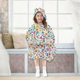 thumbnail image 7 of Dailycode Wearable Blanket Hoodie Oversized Sherpa Flannel Blankets with Pocket for 3-14 Year Old Small Colorful Flowers, 7 of 7