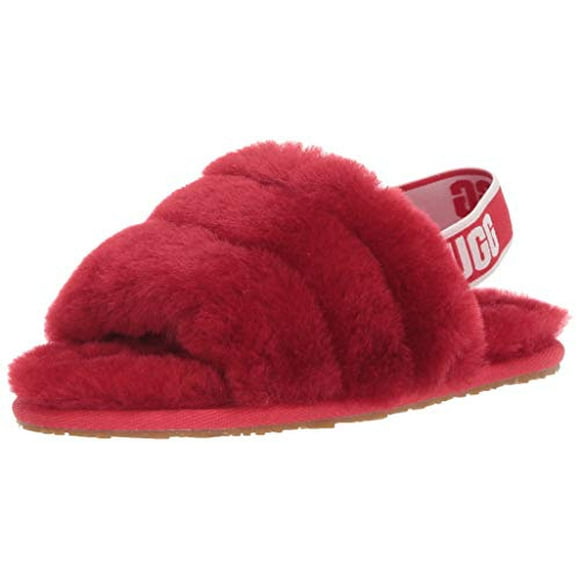 UGG Kids Fluff Yeah Slide Slipper, Ribbon Red, 5