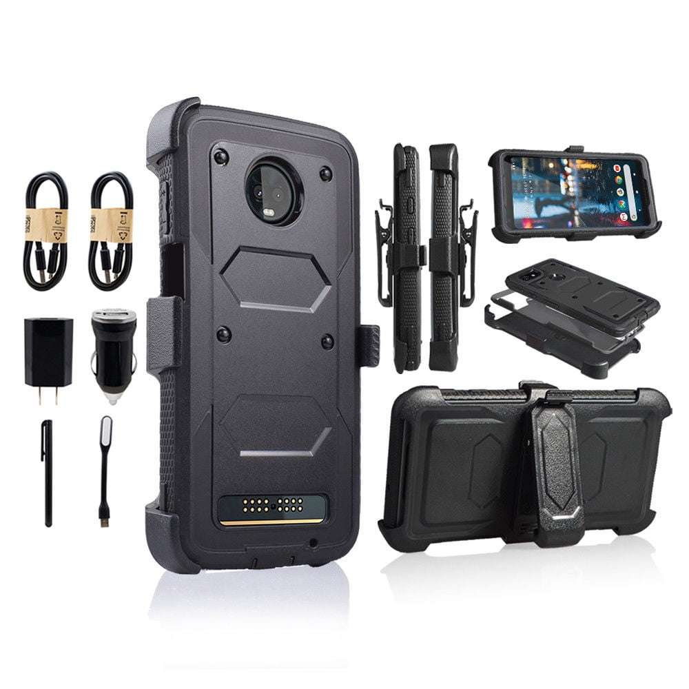 VALUE PACK CHARGERS CABLES + For Motorola Moto Z3/Z3 Play Dual Layers