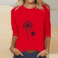 thumbnail image 1 of Mefallenssiah Blouses pour Femmes 2024 Mode Féminine T-Shirt Imprimé Manches 3/4 Blouse Col Rond Hauts Décontractés, 1 of 4