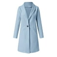 thumbnail image 3 of qucoqpe Women's 2023 Fall Winter Classic Lapel Long Sleeve Buttoned Long Jacket Coat on Clearance, 3 of 5