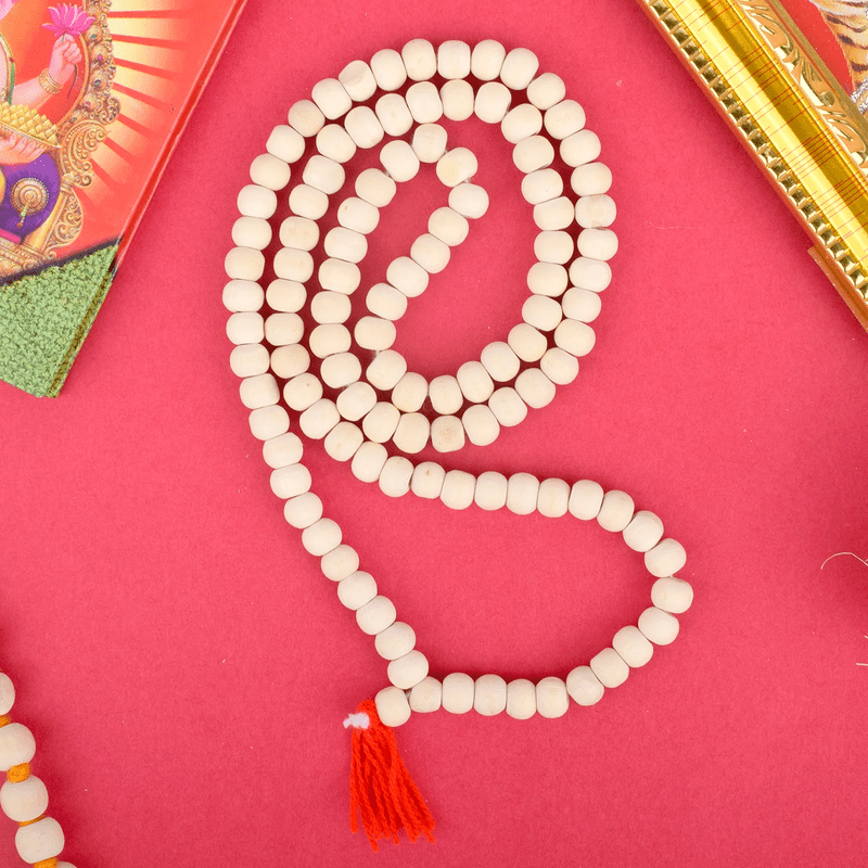 8 MM White Bead Mediation Necklace Jaap Mala