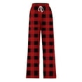 thumbnail image 4 of Huvoen Wide Leg Pants Woman, Plaid Print Elastic Waist Sleepwear Pajama Bottom Pants, 2025 Drawstring Stretch Comfy Lounges Pants Trousers Red 3xl, 4 of 5