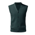 thumbnail image 3 of JTieacloth Tops for Men Loose Fit plus Size Male Autumn And Winter Buckle Sweater Vest Vest V Neck Pure Color Wool Collarless Shirt Combined Body Type Non Hooded Vest Sweater Vest, 3 of 4