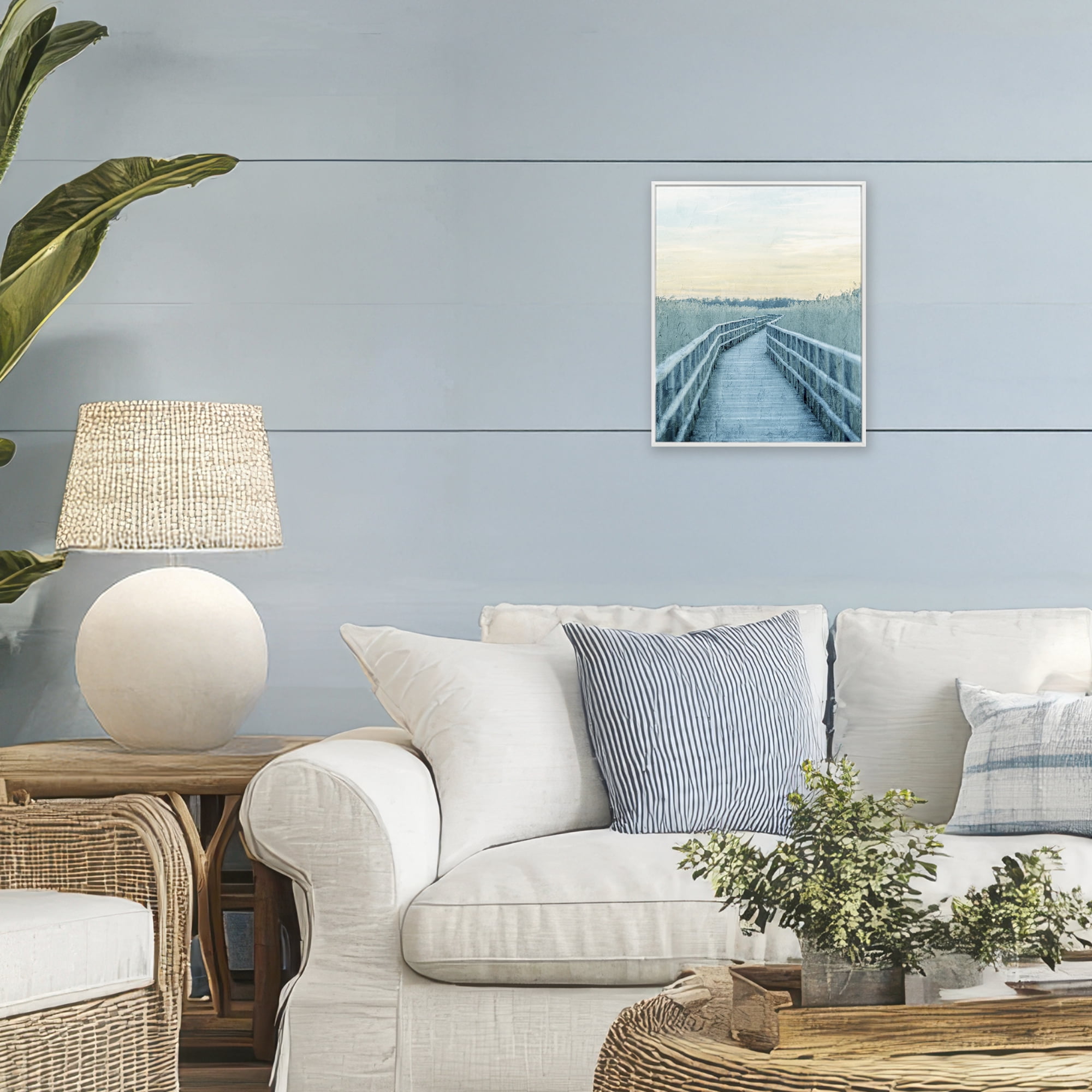 Stupell Industries Wooden Pier Boardwalk White Framed Giclee Art, design by Kim Allen