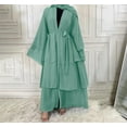 thumbnail image 5 of IBTOM CASTLE Muslim Chiffon Abaya for Women Open Front Cardigan Modest Dress with Hijab Scarf Middle East Arabian Robe Islamic Long Dress L Mint Green, 5 of 8
