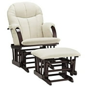 Angel Line Riley Glider and Ottoman, Espresso w/ Beige Cushion