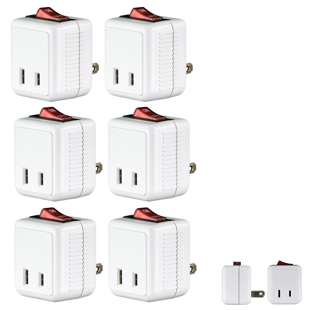 6 Pc Outlet Single Port Power Wall Tap Electrical Adapter On Off