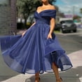 thumbnail image 2 of Jinhomg Women's Flowy Dress Elegant Off The Shoulder Mesh Dresses Plus Size Comfy V-Neck Maxi Dress Evening Cocktail Party Dress formal Prom Gowns Limited Time Deal Blue XXXL, 2 of 9