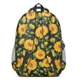 thumbnail image 3 of Black Sunflower Backpack for School,Cute School Bag,Schoolbag with Adjustable Shoulder Straps & Padded Back,16.9 Inch, 3 of 5
