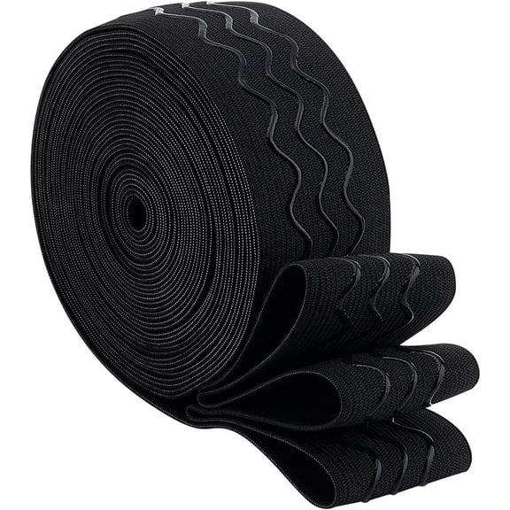 8 Yards x 2 Inch Black Silicone Gripper Elastic Band Polyester Non-Slip Gripper Elastic Flat Elastic Straps