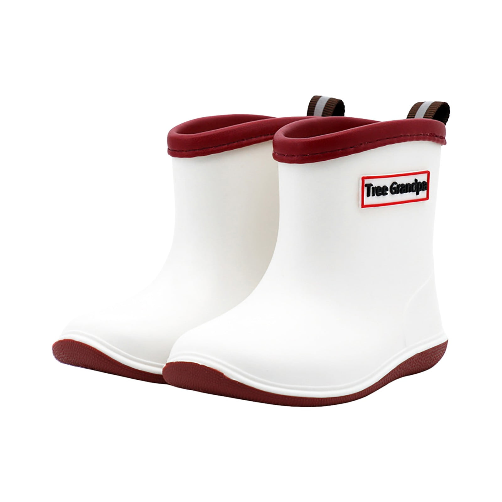 KPOPLK Toddler Rain Boots Baby Rain Boots Short rain Boots for Toddler Easy-on Lightweight and Waterproof(13,F20-Brick Red)