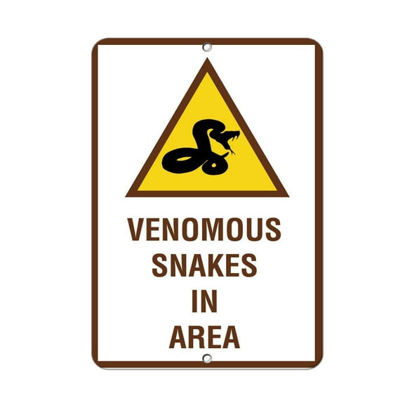 Size: 8" x 12" Venomous Snakes in Area Caution Signs Tin Sign