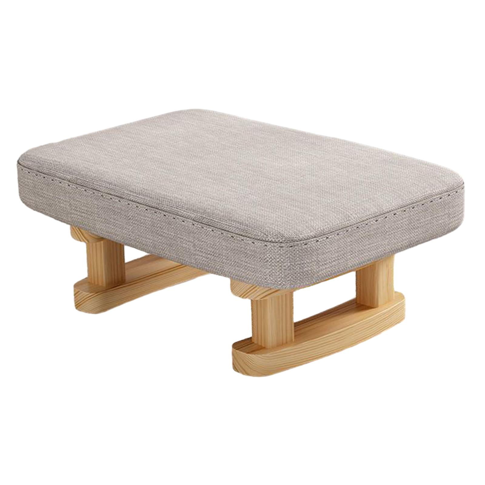 Small Low Ottoman Foot Rest with Wooden Legs, Shoes Changing Chair, Soft Rectangle Chair Step Stool, Padded Footstool for Living Entryway gray