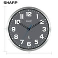 "Sharp Atomic Analog Wall Clock 12"" Grey Face Silver Finish, Auto Set, Battery Operated