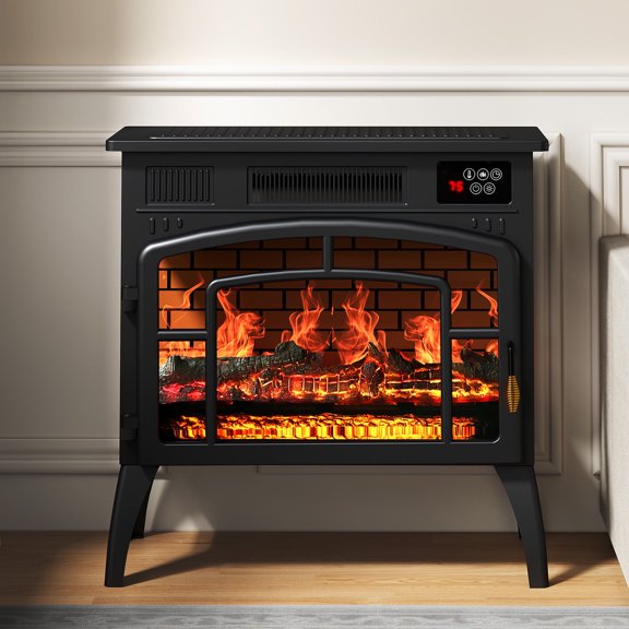 Heynemo A Practical Portable Fireplace – 1500W Freestanding Infrared Electric Fireplaces Heater with 3D Flame Effect & Remote Control