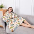 thumbnail image 5 of Oversized Wearable Blanket Hoodie,Beige Dinosaurs Birds Pattern Sherpa Blanket Hoodie with Super Pockets,Super Warm Fuzzy Pullover for Women & Men, 5 of 6