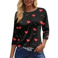 thumbnail image 4 of Fgvctg Womens Plus Size Valentine's Day Tops Casual Crewneck 3/4 Length Sleeve Shirts Date Night Pullover Trendy Tops Oversized Sweet Love Heart Graphic Half Sleeve Blouse Watermelon Red L, 4 of 5