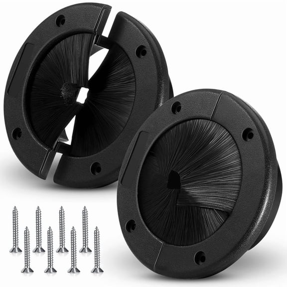 2 Pack 6Inch Round Brush Grommet Raised Floor Airflow Management for Home Data Center Wall Floor Cable Management