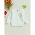 thumbnail image 2 of Gupgi 0-3 Ans Garçon Fille Chandails en Molleton Citrouille Chandail d'Automne Col Rond Manches Longues Hauts Blancs, 2 of 8