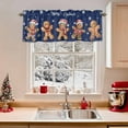 thumbnail image 2 of Kitchen Cafe Valance Curtain for Small Windows,Xmas Ginger Bread Man Snowflakes on Blue Rod Pocket Short Valances,42x18in, 2 of 9