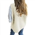 thumbnail image 4 of Chalecos de Forro con Cuello en V para Mujer, Chaquetas de Felpa con Botones, Sin Mangas, con Bolsillos. Crema XXL, 4 of 6