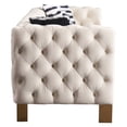 thumbnail image 4 of Velvet Sofa Couch, 3-Seat Tufted Sofa Upholstered Loveseat Sofa Couch with 2 Pillows & Metal Legs, Modern Sofa Bed for Small Living Room Lounge Apartment Office, 84.25”Lx30.71”Wx29.13”H, Cream, 4 of 7