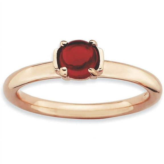 Garnet Sterling Silver Pink-Plated Ring