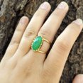 thumbnail image 2 of Zeva Jewels Chryso Chalcedony Ring 18K Gold Plated Brass Jewelry Gifts for Women Mom, 2 of 4