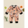 thumbnail image 2 of Halloween Baby Girls Boys Outfits Pumpkin Ghost Long Sleeve Romper One Piece Zipper Jumpsuit Holiday Western Clothes, 2 of 8