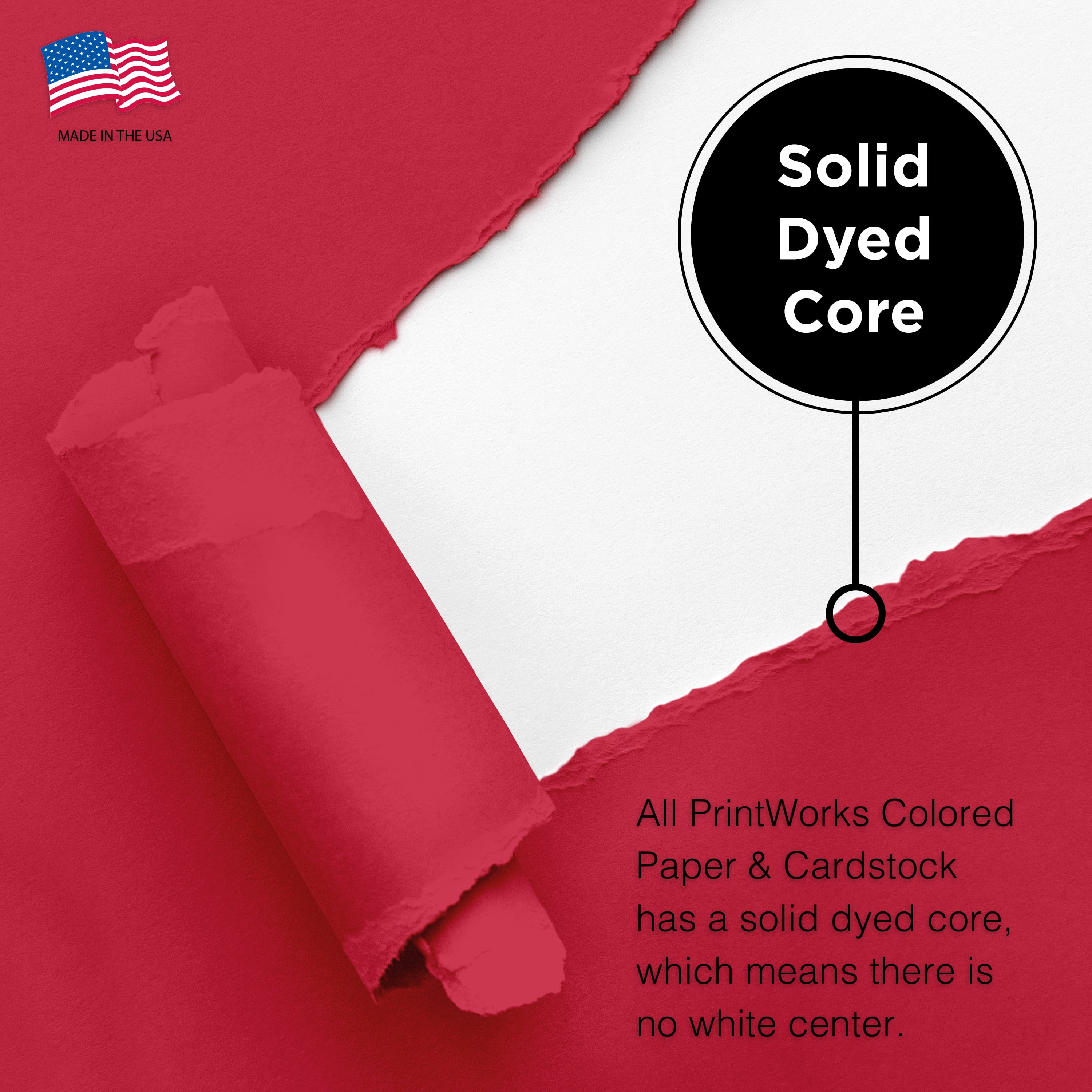 PrintWorks Premium Bright Red Colored Paper 8.5" x 11" - 24 lb/89 gsm - 2500 Sheets - Made in the USA - FSC® Certified - Acid-Free & Fade-Resistant - Printer Compatible (00105)