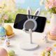 thumbnail image 5 of Soporte ajustable para teléfono Bunny – Elevador telescópico, diseño de conejo de Pascua, plástico, blanco azul rosa, base estable para tableta móvil, 5 of 6
