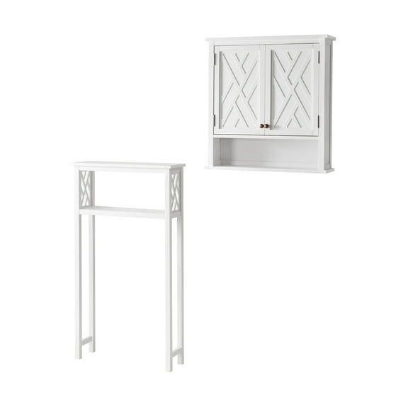 Alaterre Coventry Over Toilet Open Storage Shelf, Wall Mounted Bath Storage Cabinet with Two Doors and Open Shelf