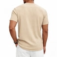 thumbnail image 5 of FINALGANG Mens Solid Color Short Sleeve Cable Knit Polo TShirt For Business Casual Office Wear Daily Summer Outdoor Activities Khaki S, 5 of 7