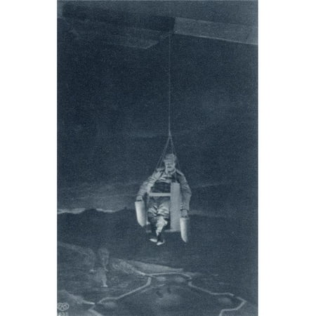 Posterazzi Illustration From A German Postcard Showing A Supposed Bomb Dropper Suspended From A Zeppelin Dropping Bombs On A Fort From The Illustrated War News 1915 Poster Print, 22 x 36 - Large