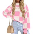 thumbnail image 1 of Suéter de Punto Acanalado de Larga con Cuello Alto y Corte Holgado para Mujer, Ideal para Otoño Rosa M, 1 of 9