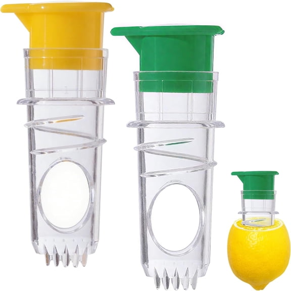 2-Pack Lemon Squeezer with Built-in Filter & Screw Top Lid, Handheld Juicer with Pour Spout for Lime, Cocktails and Drinks