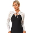 thumbnail image 1 of Bolero transparente de ganchillo elegante con cuello alto y hombros descubiertos de encaje para mujer Blanco L, 1 of 6